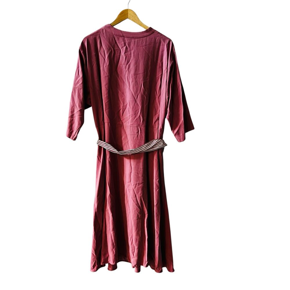 Daniel Cremieux V Neck Belted midi Dress Size 14 Dusty Pink - Picture 3 of 8
